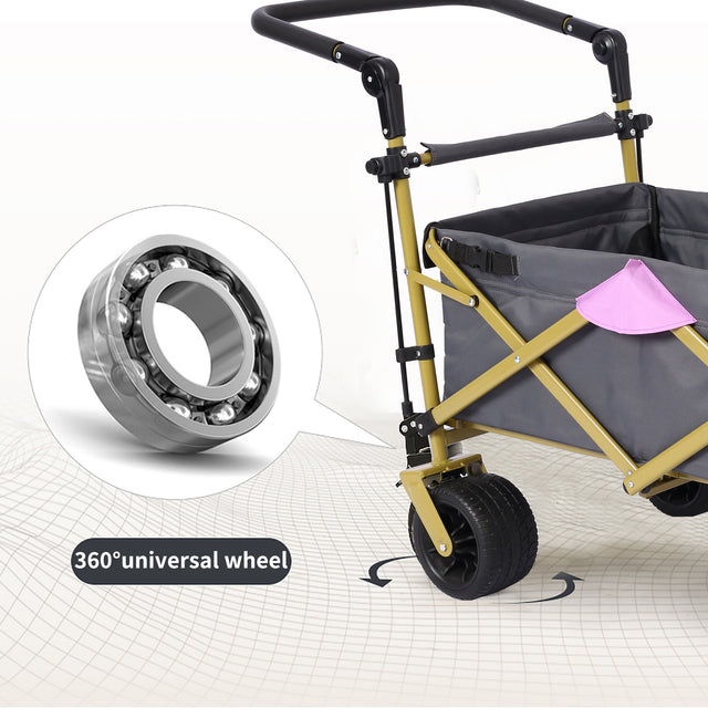 Push & Pull Utility Folding Wagon with Removable Canopy