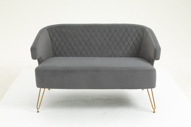 Twin Size Love seat Accent Sofa with Golden Metal Legs, Living Room Sofa with Tufted Backrest, 600 Pounds Weight Capacity