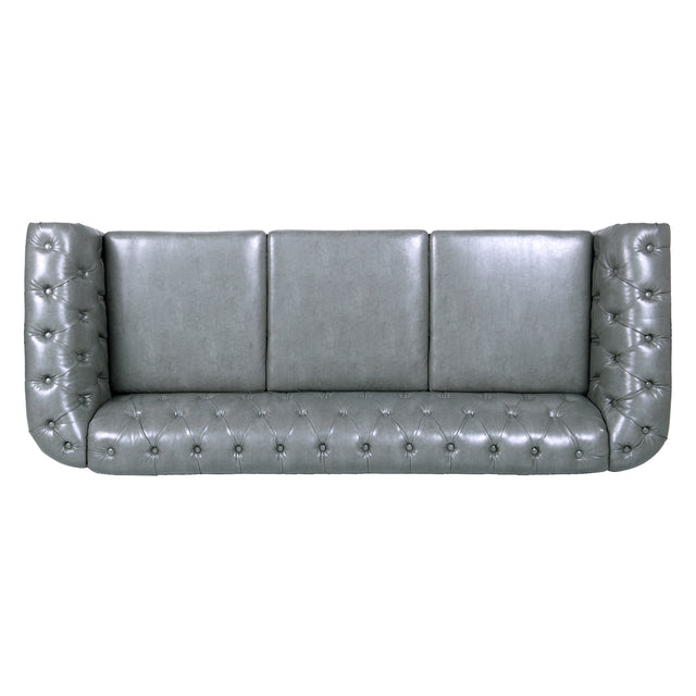 84.65" Rolled Arm Chesterfield 3 Seater Sofa.