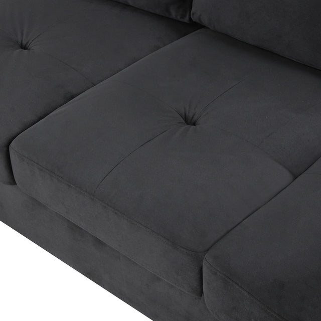 104.5" Reversible Sectional Sofa Space Saving with Storage Ottoman Rivet Ornament L-shape Couch for Small or Large Space Dorm Apartment,Black(旧SG000406AAA)