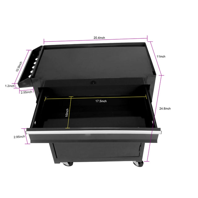 Detachable 5 Drawer Tool Chest with Bottom Cabinet and one Adjustable Shelf--Black