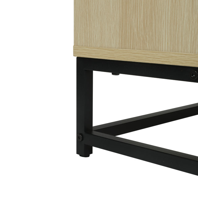 Storage Cabinet with Glass Door, No handle design,Push to open the door,Sideboard Buffet Cabinet for Kitchen,Dining Room