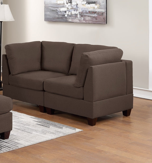 Living Room Furniture Sofa Set Armless Chair Ottoman And 4x Corner Sofa 6pc Set Black Coffee Linen Like Fabric