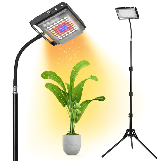 iPower LED Full Spectrum Grow Light with Adjustable Tripod Stand & Metal Hanging Threads for Indoor Plants, Growing Tents, Greenhouse Planting, ON/Off Switch