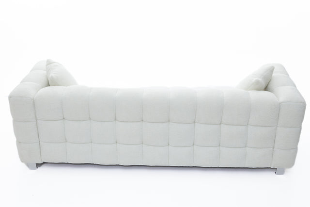 2146 Sofa includes two pillows 81" white fleece for living room bedroom