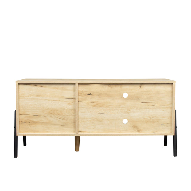 Mid-century modern TV cabinet wooden TV console media cabinet with storage space and brown home entertainment center for living room, bedroom and office,oak