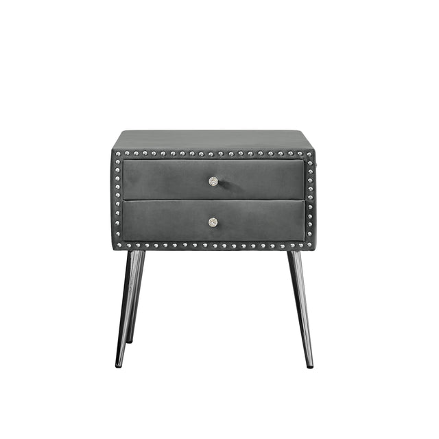B100S Queen bed with one nightstand, Button designed Headboard,strong wooden slats + metal legs with Electroplate