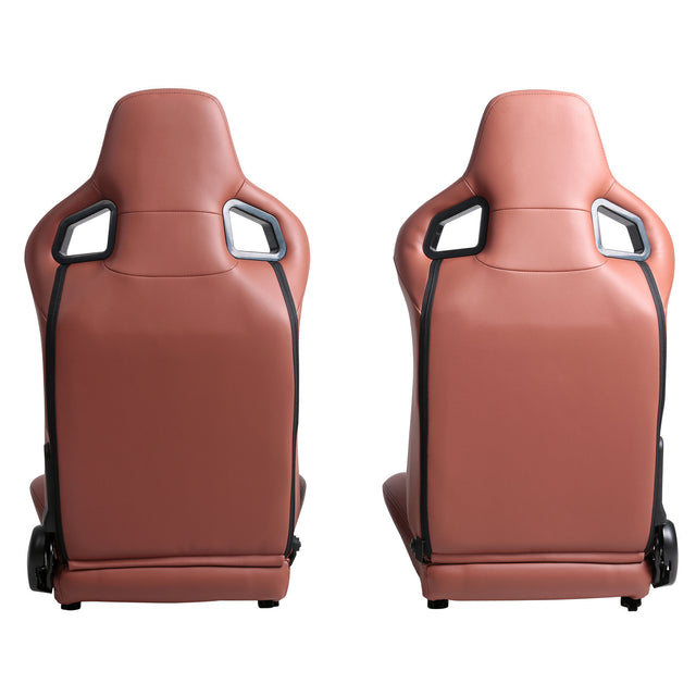 2-Piece Ergonomic Racing Seats with Adjustable Double Slides,PVC Racing Simulator Game seats,Brick Red