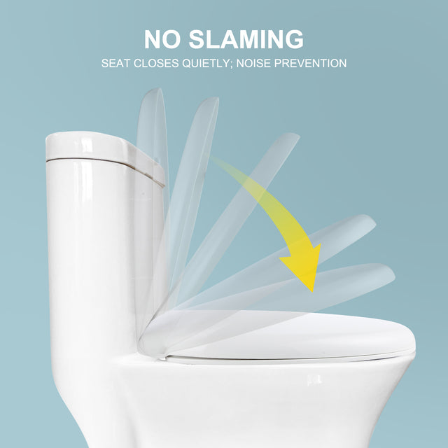 Miibox Removable Elongated Bowl White Toilet Seat, with Nonslip Grip-Tight Never Loosen Bumpers Prevent Shifting, No Slamming Slow and Quiet-Close Seat Cover, Quick Release Hinges for Easy Cleaning