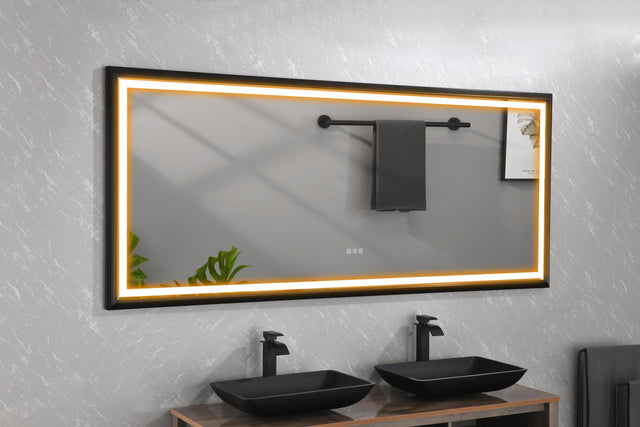 LTL needs to consult the warehouse address88 in. W x 38 in. H Oversized Rectangular Black Framed LED Mirror Anti-Fog Dimmable Wall Mount Bathroom Vanity Mirror  Wall Mirror