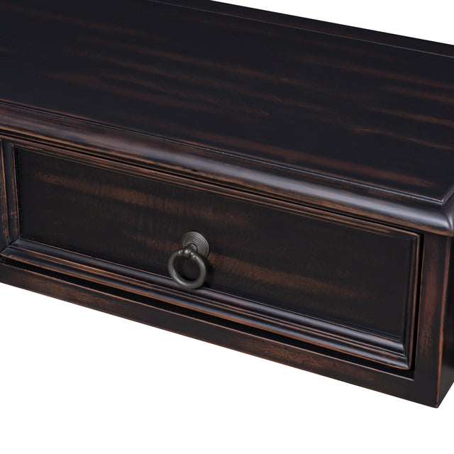 TREXM Console Table Sofa Table with Drawers for Entryway with Projecting Drawers and Long Shelf (Espresso)