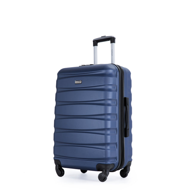 Expandable 3 Piece Luggage Sets ABS Lightweight Suitcase with Two Hooks, Spinner Wheels, TSA Lock, (20/24/28) Blue