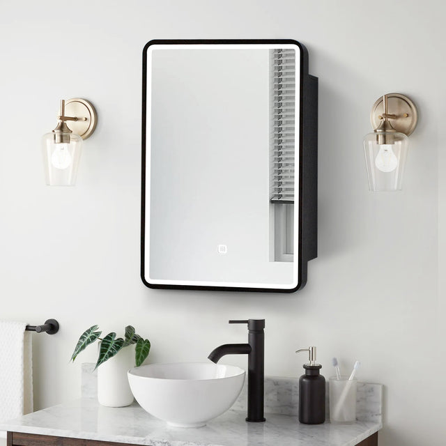 20x28 inch 3 colors with light Black framed Wall mount Medicine Cabinet with Mirror Anti-fog function