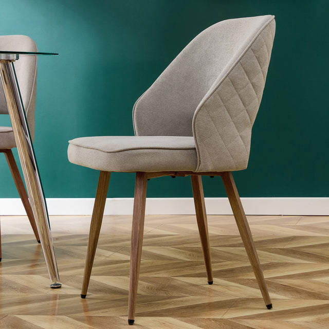 Modern Dining Chairs,Linen Accent Chair, Living Room Leisure Chairs, Upholstered Side Chair with Metal Legs for Dining Room Kitchen Vanity Patio Club Guest (Set of 1)  Grey Office Chair