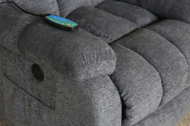 Electric lift recliner with heat therapy and massage, suitable for the elderly, heavy recliner, with modern padded arms and back, navy