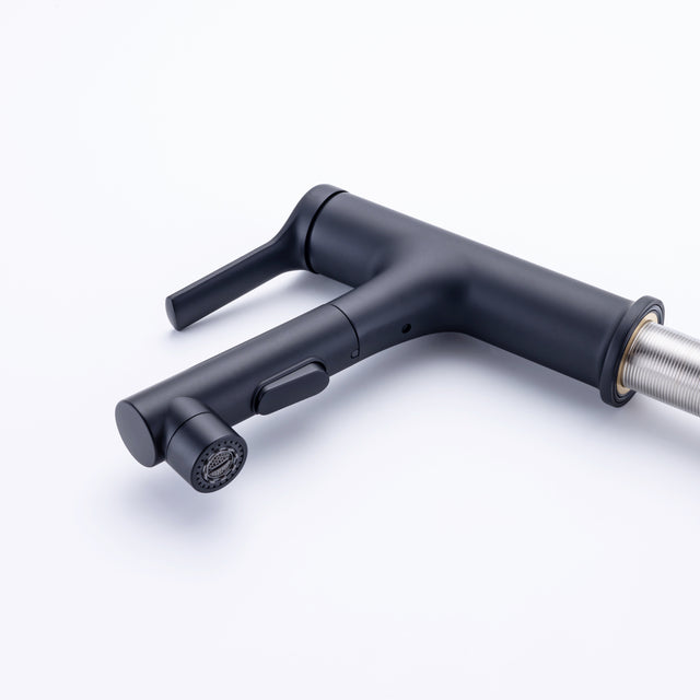 Single Hole Bathroom Faucet with Pull Out Sprayer, Dual Spray Modes, Solid Brass Polished Chrome Bathroom Faucet for Sink, Modern One Handle Bath Vanity Faucet with Face Basin Mixer Tap\\nVisit the YI