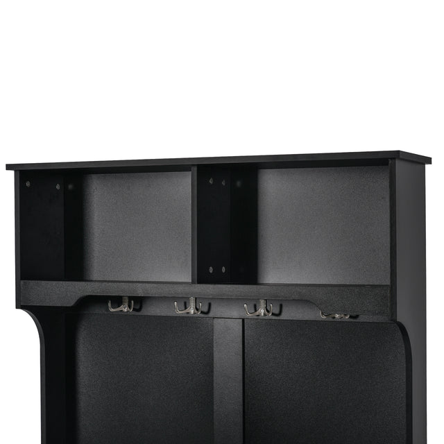 ON-TREND Hall Tree with 4 Hooks, Coat Hanger, Entryway Bench, Storage Bench, 3-in-1 Design, for Livingroom, Hallway (BLACK)
