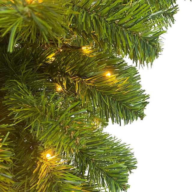 Upside Down Green Christmas Tree, Xmas Tree with LED Warm White Lights, Reinforced Metal Base & Easy Assembly 6ft, w/1,000 Lush Branch Tips, 360 LED Lights X-mas