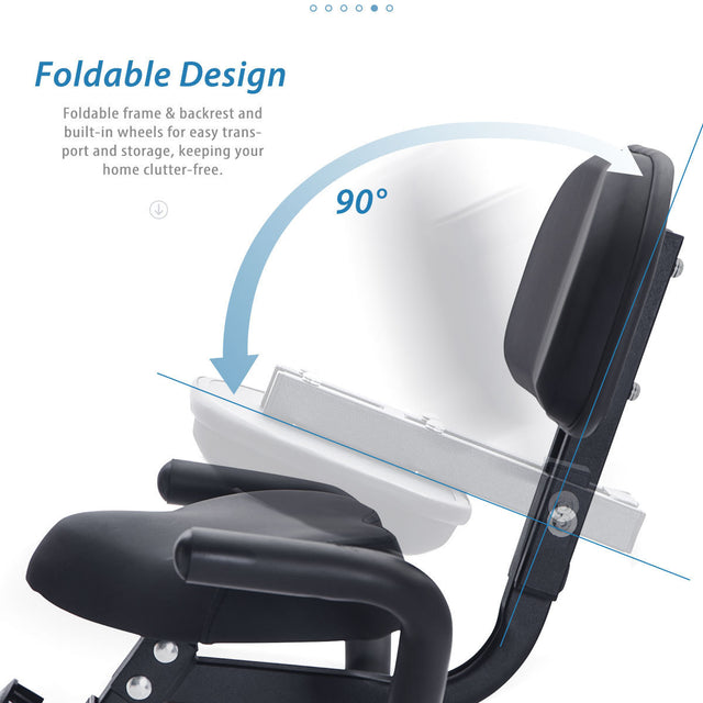 Folding Exercise Bike, Fitness Upright and Recumbent X-Bike with 10-Level Adjustable Resistance, Arm Bands and Backrest