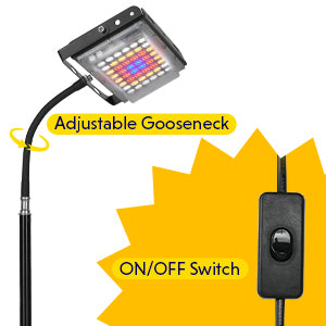 iPower LED Full Spectrum Grow Light with Adjustable Tripod Stand & Metal Hanging Threads for Indoor Plants, Growing Tents, Greenhouse Planting, ON/Off Switch