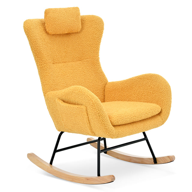 Rocking Chair - with rubber leg and cashmere fabric, suitable for living room and bedroom