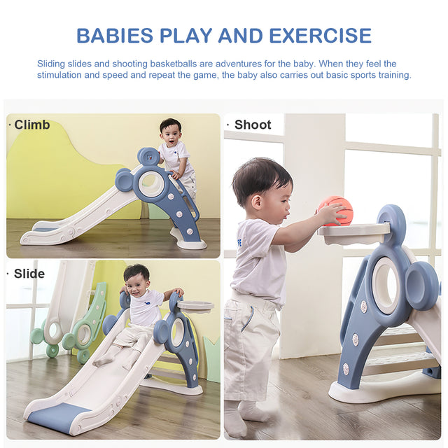 Children\'s Folding Slides with Stairs,Outdoor Small Children\'s Slide Toys Multifunctional Toys,Blue/  Toddler Folding Slide Plastic Kids Slide for Toddlers Age 1-3 Indoor Slide Children Climber Toy