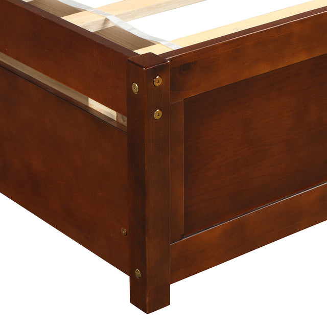 Twin Platform Storage Bed Wood Bed Frame with Two Drawers and Headboard, Walnut（Previous SKU: SF000062DAA）