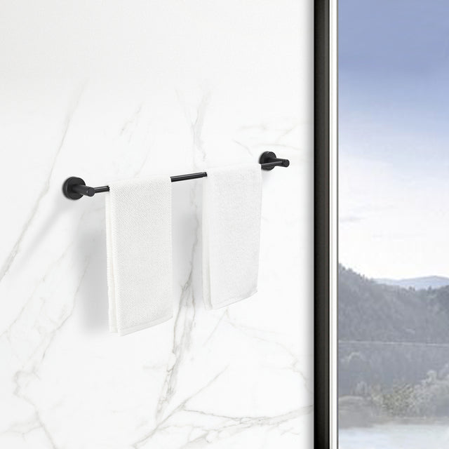 Bathroom Hardware Set, Thicken Space Aluminum 3 PCS Towel bar Set- Matte Black 16-27 Inches Adjustable Bathroom Accessories Set