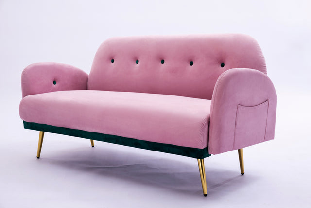 2156 sofa includes 2 pillows 58" pink velvet sofa for small spaces