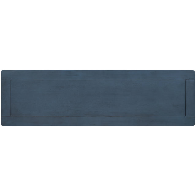 TREXM Console Table with 3-Tier Open Storage Spaces and "X" Legs, Narrow Sofa Entry Table for Living Room, Entryway and Hallway (Navy Blue)