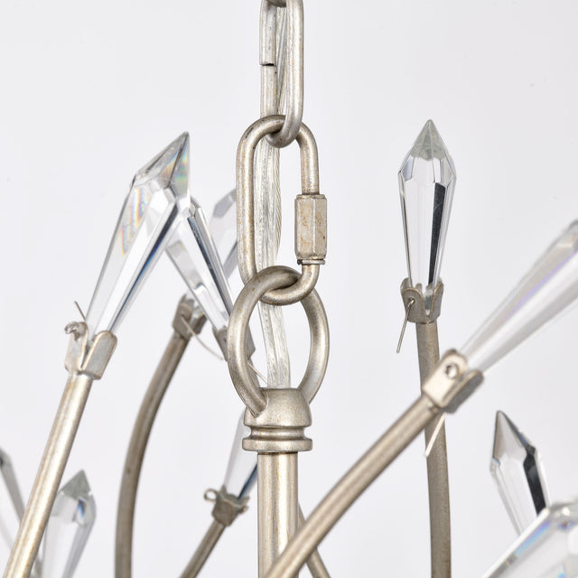 Transitional Crystal Chandelier Ceiling Light 5 lights  ，silver Pendant light Fixture for dining room, kitchen island, office, hotel, living room，Dimmable，UL listed，36W * 13L *46H