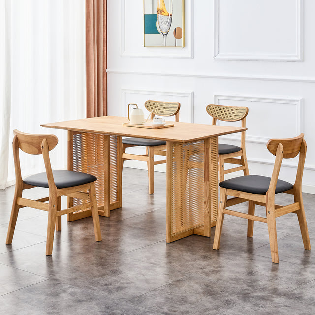 Dining Table.Chinese-style Rural Retro MDF Dining Table, Simple Modern Imitation Rattan Dining Table, Wooden Dining Table, Office Table.Suitable for Dining Room, Living Room and Office