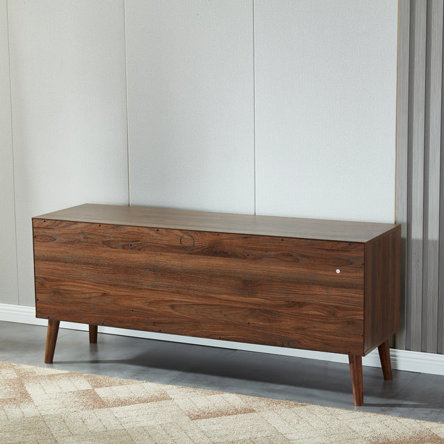 55" Mid Century TV Stand Entertainment Center, Wooden TV Console Cabinet