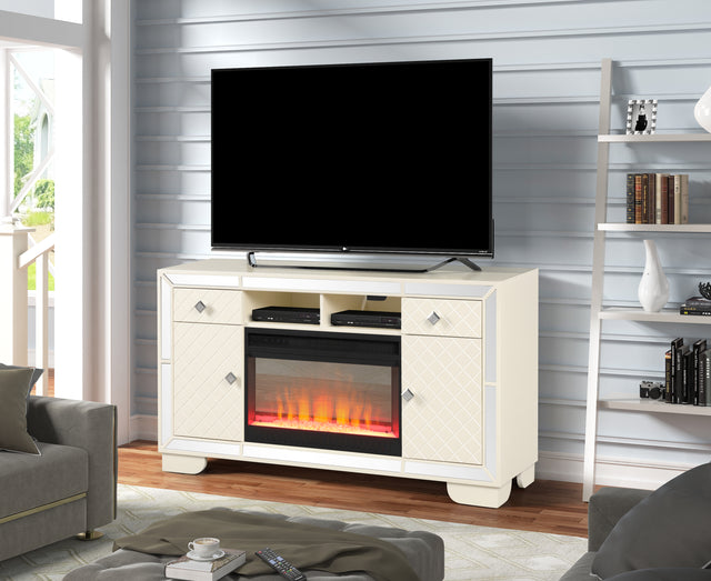 Madison TV Stand With Electric Fireplace in Beige