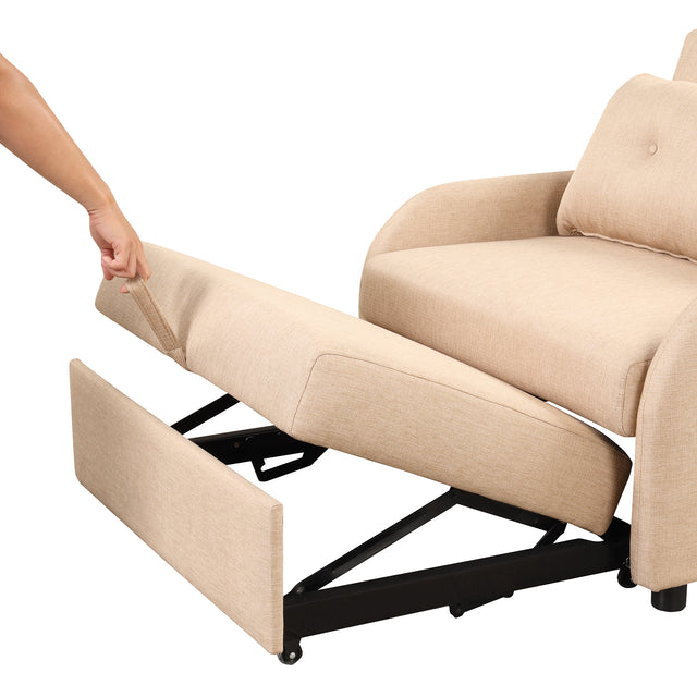 pull out sofa sleeper 3 in 1 with 2 wing table and usb charge for nap line fabric for living room recreation room Beige