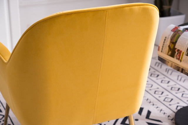 Modern Ergonomics Soft Velvet Fabric Material Accent Chair With Gold Legs And Adjustable Feet Screws For Indoor Home Living Room,Yellow