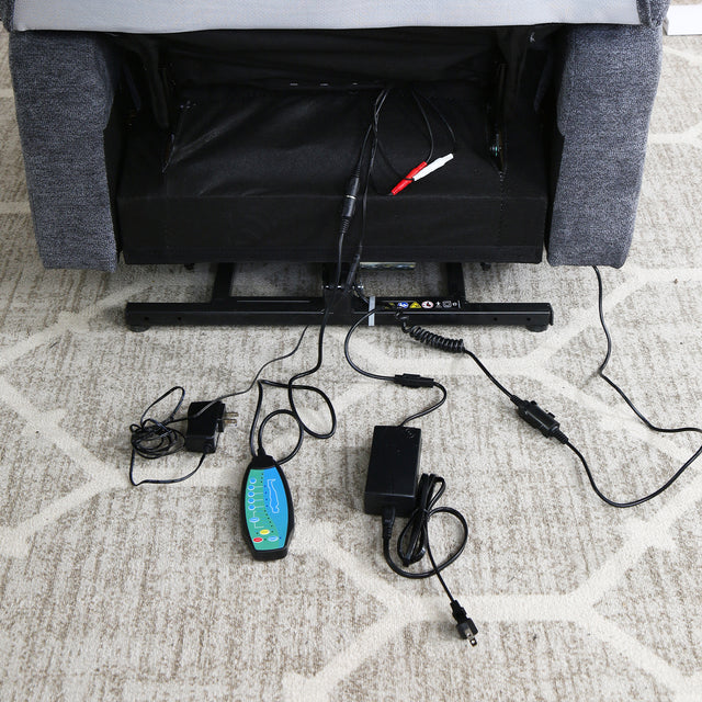 Electric lift recliner with heat therapy and massage, suitable for the elderly, heavy recliner, with modern padded arms and back, navy