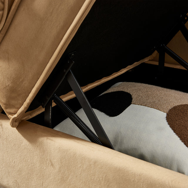 Modern Upholstery Chaise Lounge Chair with Storage Velvet (Khaki)