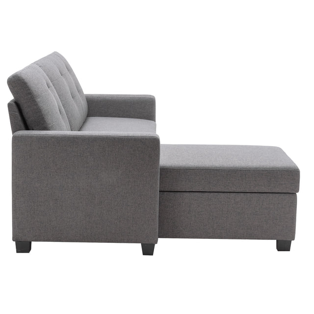 78.3" Convertible Sleeper Sofa Bed,Linen Pull Out Couch with Storage Chaise,Sleeper Counch with Memory Foam Mattress for  Small Space Living Room Bedroom Office,Gray