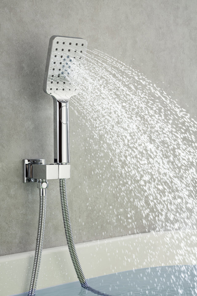 Waterfall Tub Faucet Wall Mount Roman Tub Filler Chrome Single Handle Brass Bathroom Bathtub Faucet with Hand Shower