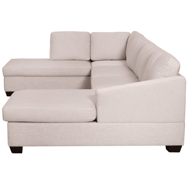 Ustyle Modern Large  U-Shape Sectional Sofa, Double Extra Wide Chaise Lounge Couch,  Beige