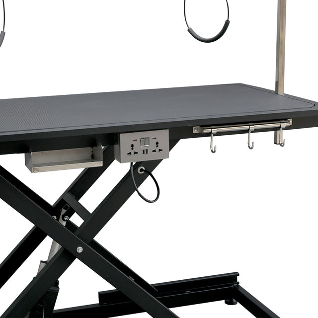 electric pet grooming table, 110V/220V professional groomer recommend super Deluxe electric pet grooming table, 110V/220V professional groomer recommend height adjust from 8 up to 36inch BLACK COLOR