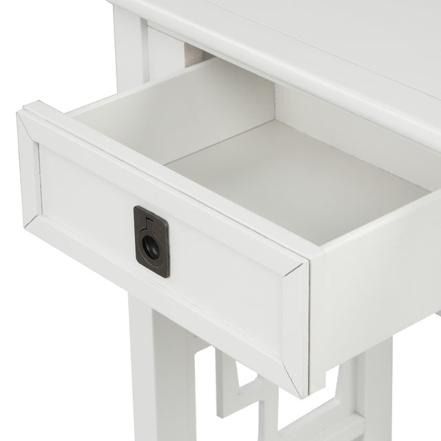 TREXM  Console Table with 2 Drawers and Bottom Shelf, Entryway Accent Sofa Table (White)