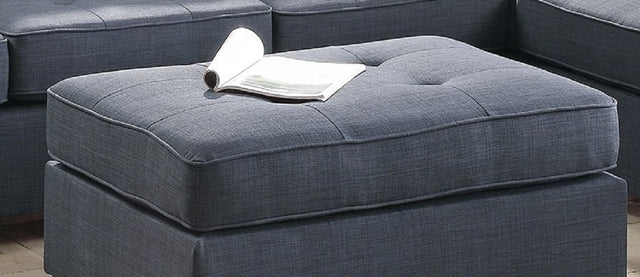 Cocktail Ottoman Dorris Fabric Dark Blue Color W Tufted Seats Ottomans