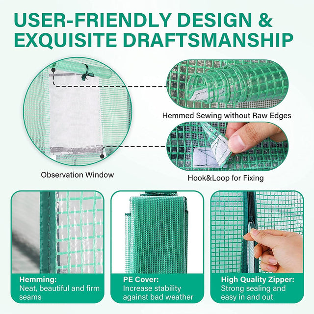 iPower Walk-in Greenhouse Kit for Outdoors with Durable PE Cover and Observation Windows, 3-Tier 12-Shelves Portable Gardening Plant House, 4.7x4.8x6.4 FT