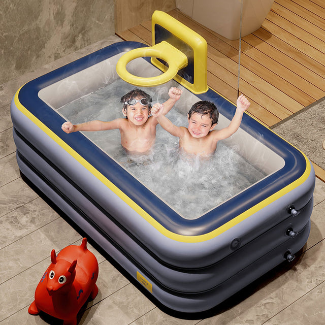 Toy inflatable swimming pool with basketball rack, thickened family inflatable swimming pool suitable for outdoor, garden, backyard, summer