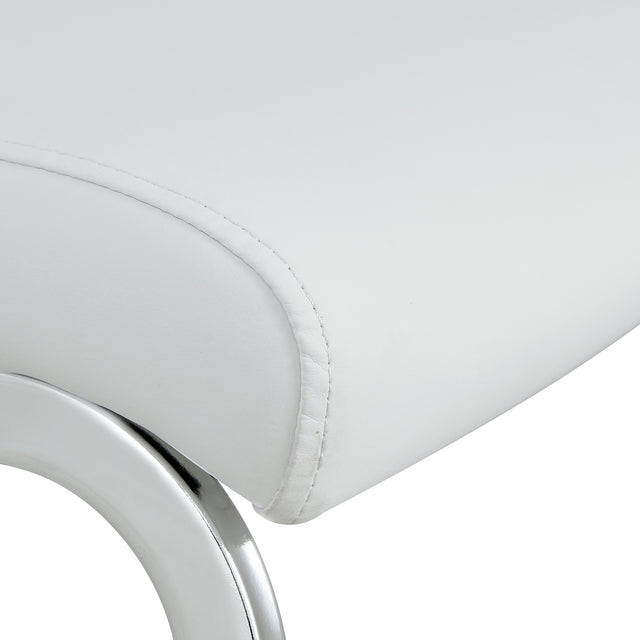 Modern Dining Chairs, PU Faux Leather High Back Upholstered Side Chair，for Dining Room Kitchen Vanity Patio Club Guest Office Chair (Set of 4) (White+PU Leather)