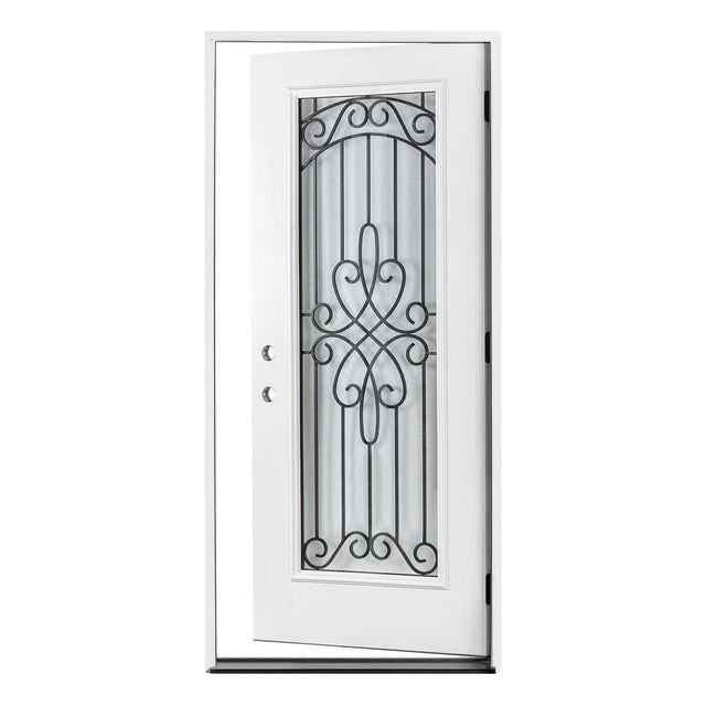 37.5inx81.5in .Right Hand Inswing Wrought Iron Fiber Glass Prehung Entry Door .