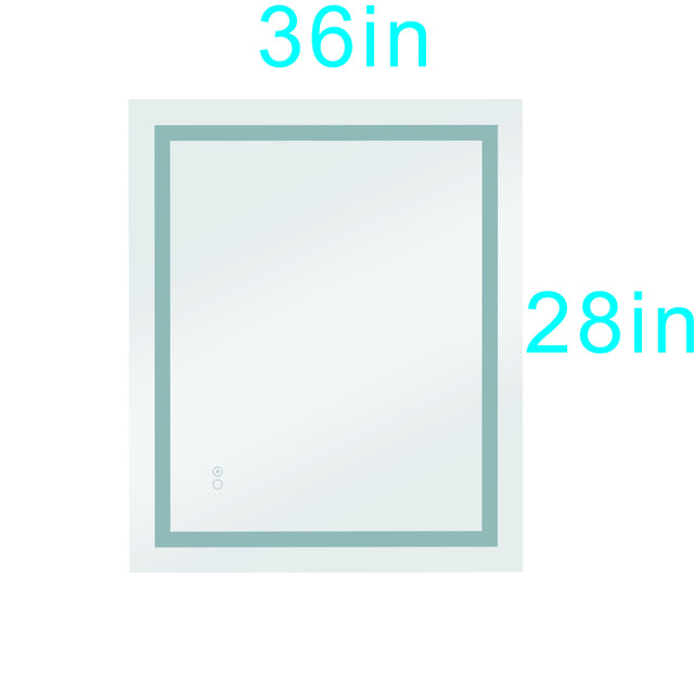 36x28 Inch LED Lighted Makeup Mirror For Bathroom Vanity With Touch Bottom For Color Temperature, Brightness&Defogger, Ultra-Thin Wall Mounted Mirror With High Lumen, Vertical/Horizontal