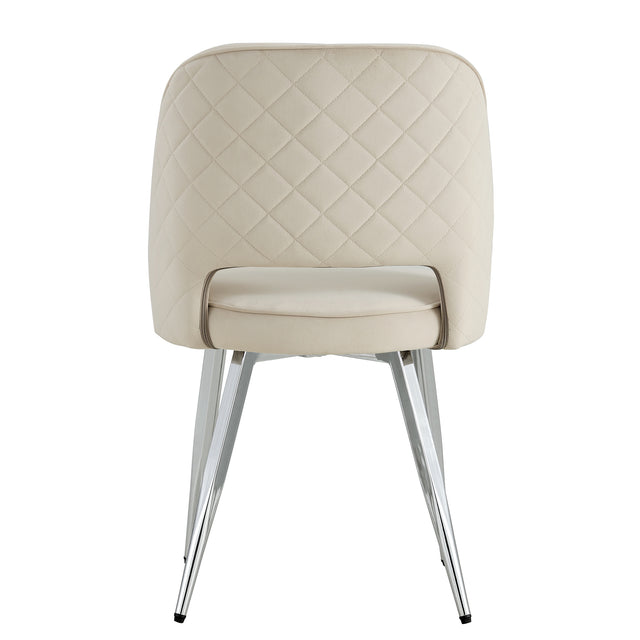 Modern Dining Chairs, Velvet Accent Chair, Living Room Leisure Chairs, Upholstered Side Chair with Metal Legs for Dining Room Kitchen Vanity Patio Club Guest (Set of 2) （Light Beige Office Chairs）